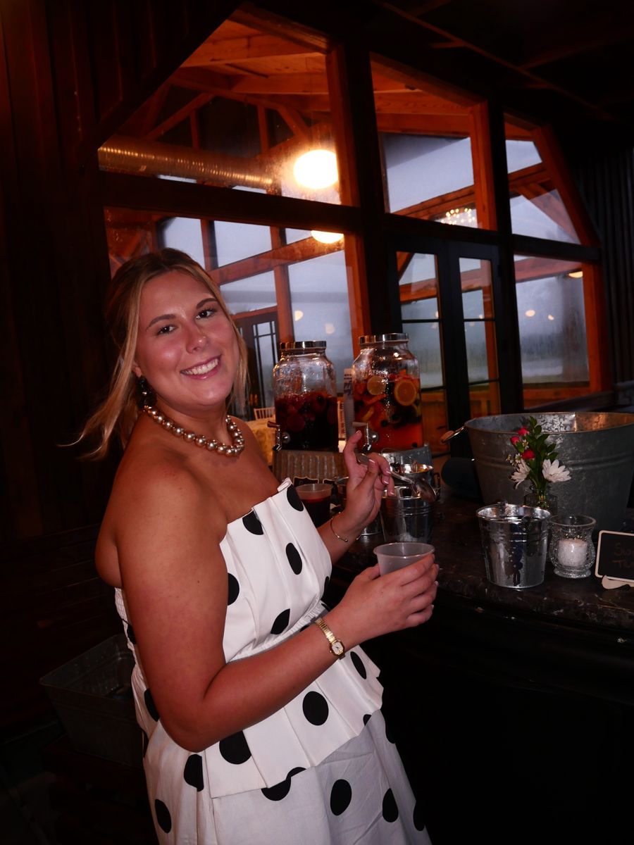Client smiling at a party